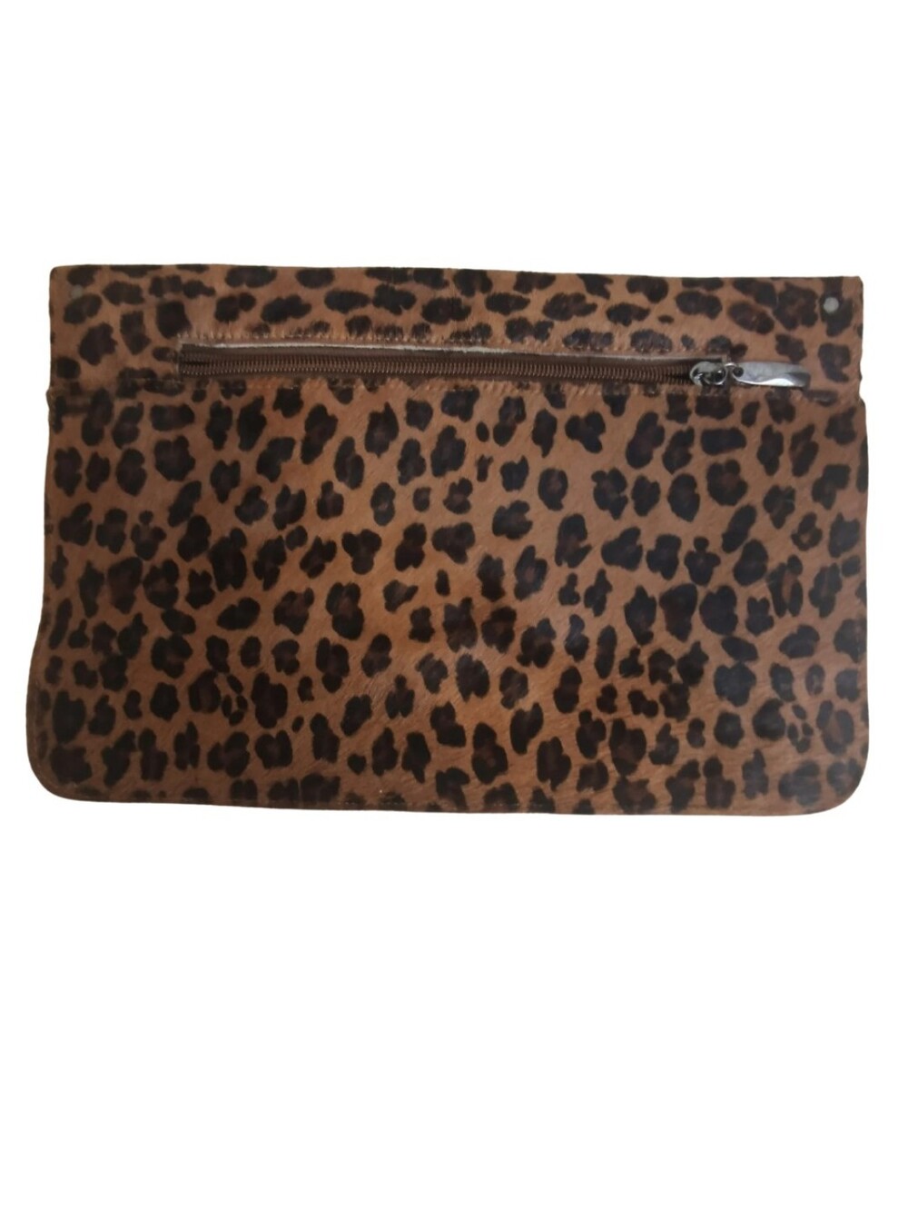 Leopard Print Chain Strap Envelope Clutch - Brown - Picture 4 of 6